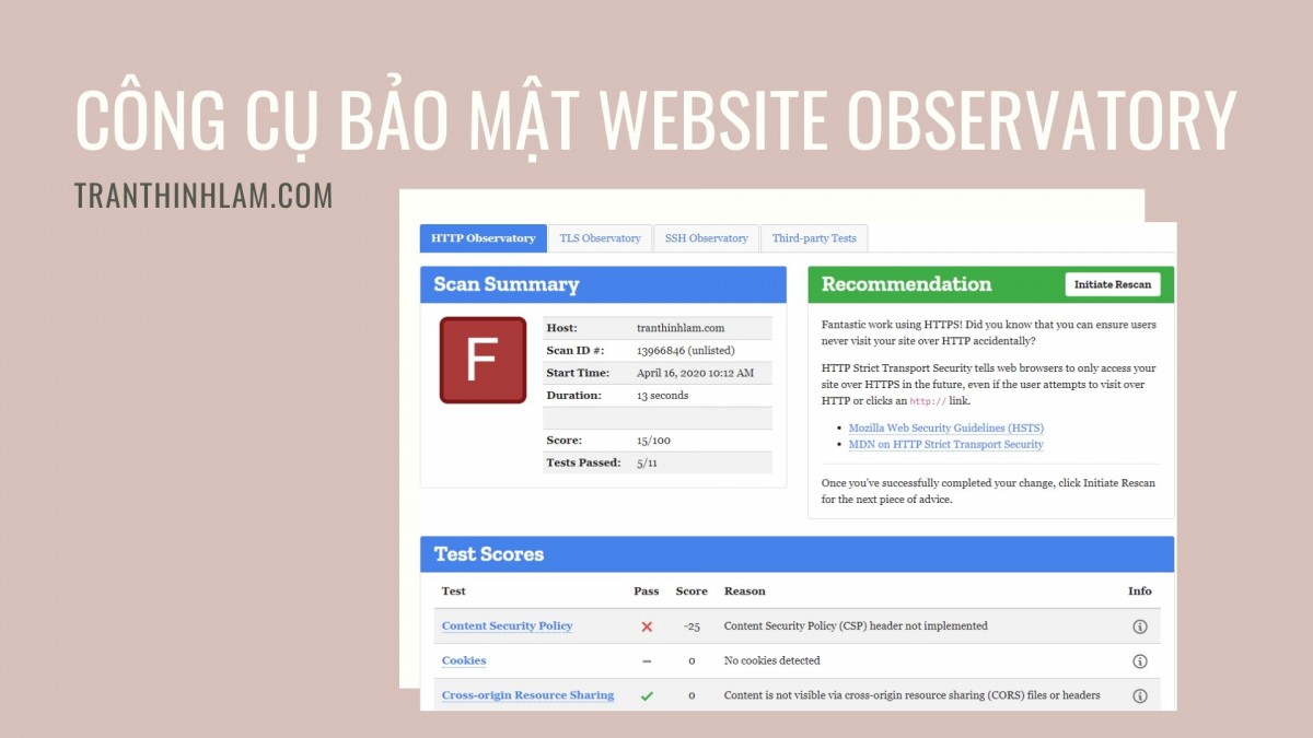 Công cụ bảo mật website Observatory