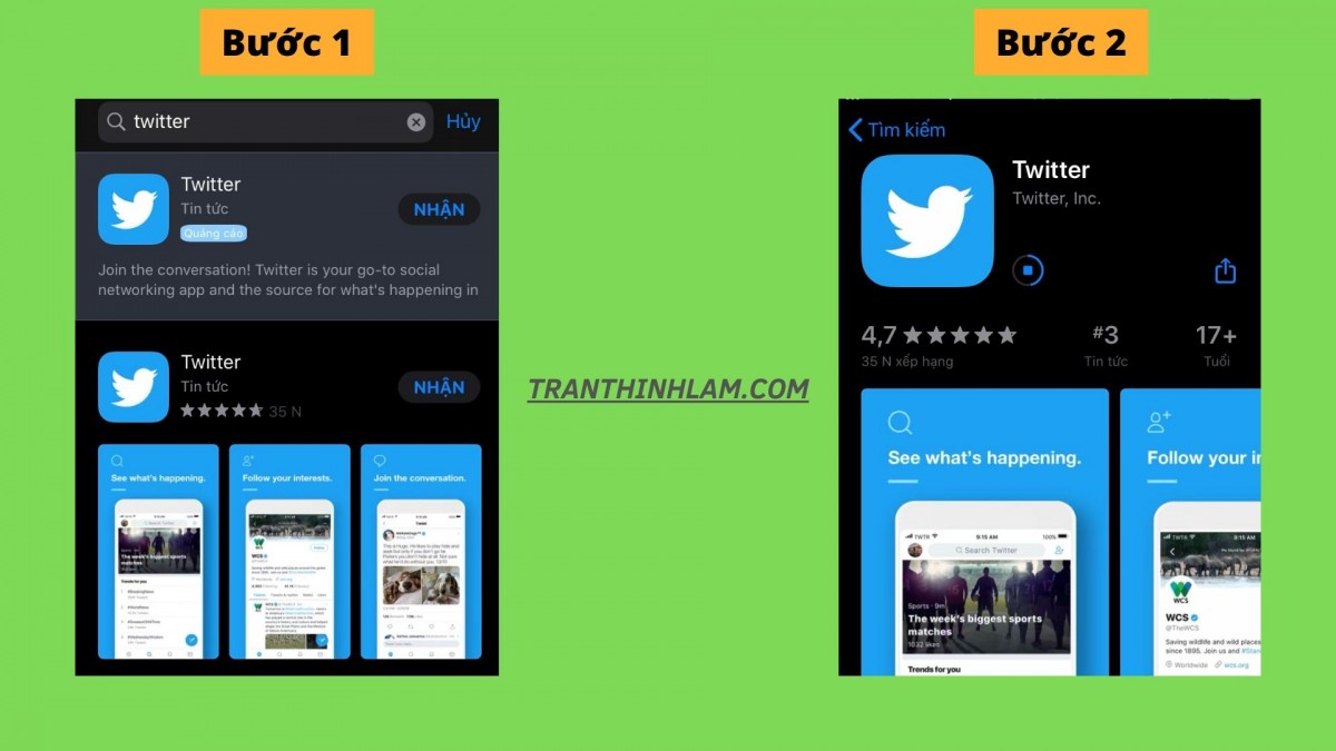 cài đặt Twitter trên điện thoại Iphone