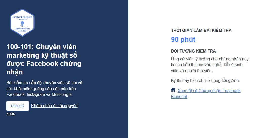 Chứng nhận chuyên viên marketing của Facebook BLueprint